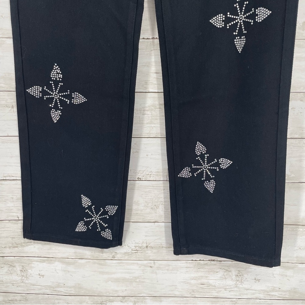 Aelfric Eden Unisex Black Rhinestone‎ Detail Straight Jeans Size 30 - Picture 7 of 11